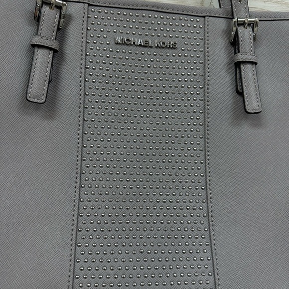 Michael Kors Grey Studded Saffiano Leather Tote - Picture 7 of 7